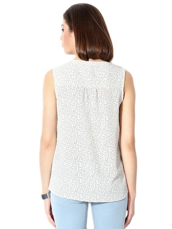 pleat detail notch neck top - 15610780 - Zoom Image - 2