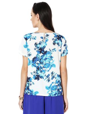 floral round neck top - 15610783 - Standard Image - 2