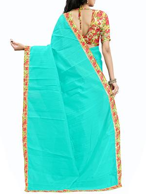 floral lace border saree with blouse - 15610786 - Standard Image - 2