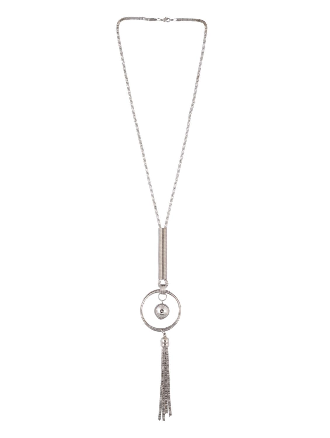 silver metal long necklace - 15611135 - Zoom Image - 2