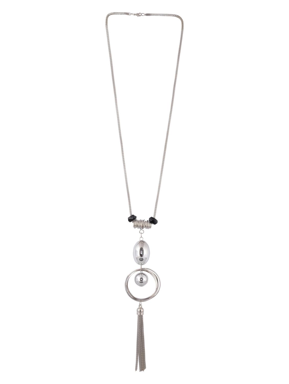 silver metal long necklace - 15611136 - Zoom Image - 2