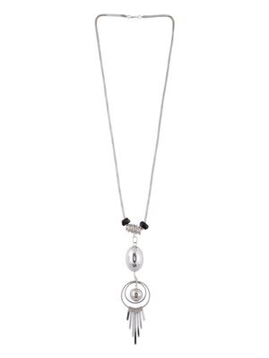 silver metal long necklace - 15611137 - Standard Image - 2