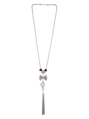 silver metal long necklace - 15611138 - Standard Image - 2