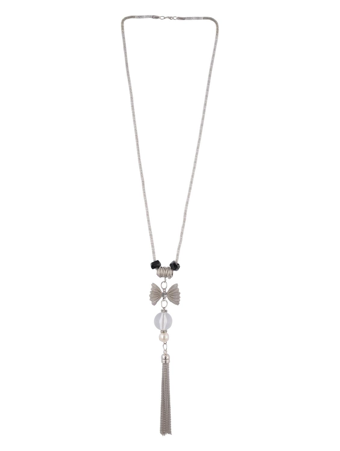 silver metal long necklace - 15611138 - Zoom Image - 2