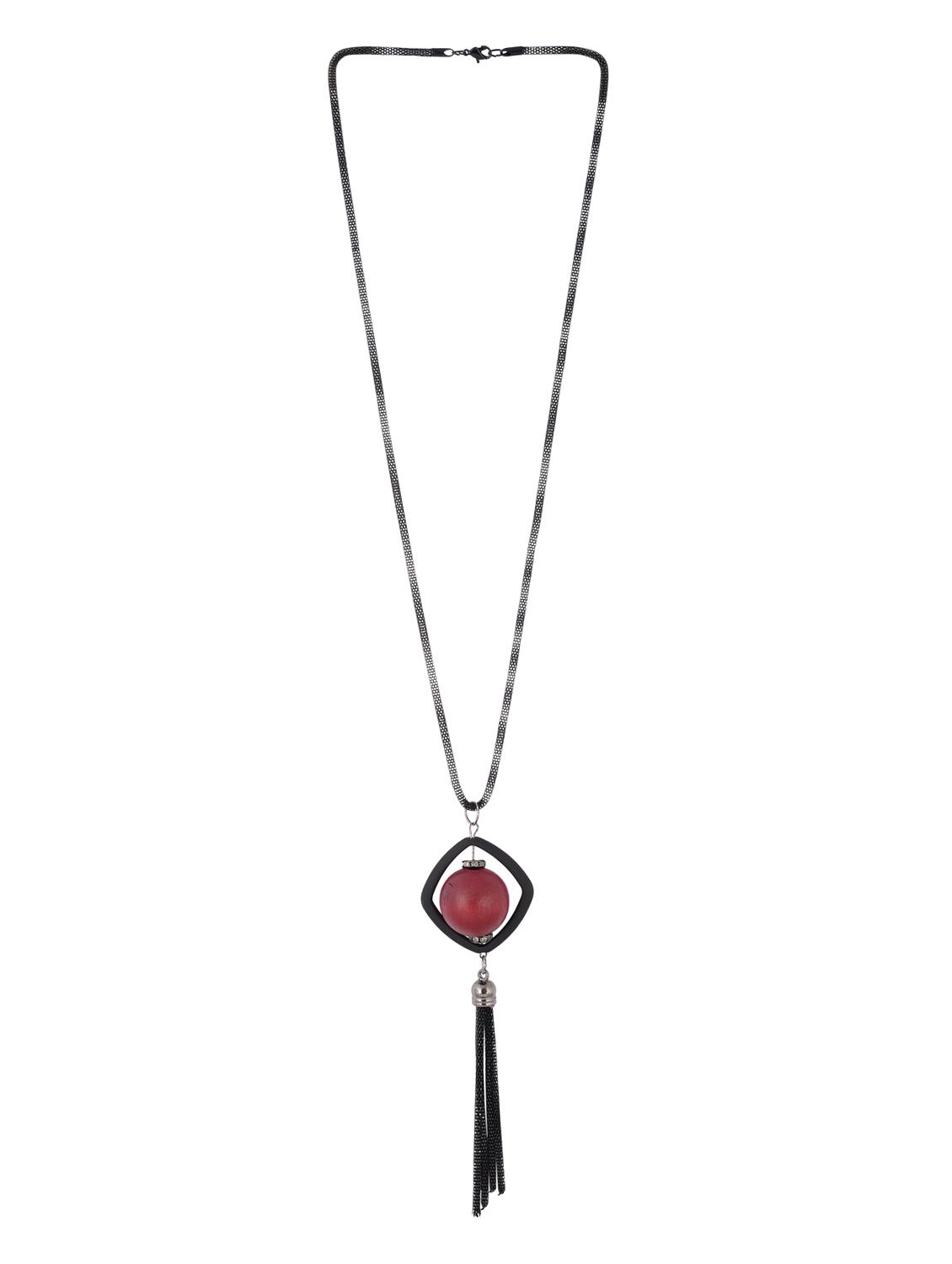 black metal long necklace - 15611149 - Zoom Image - 2
