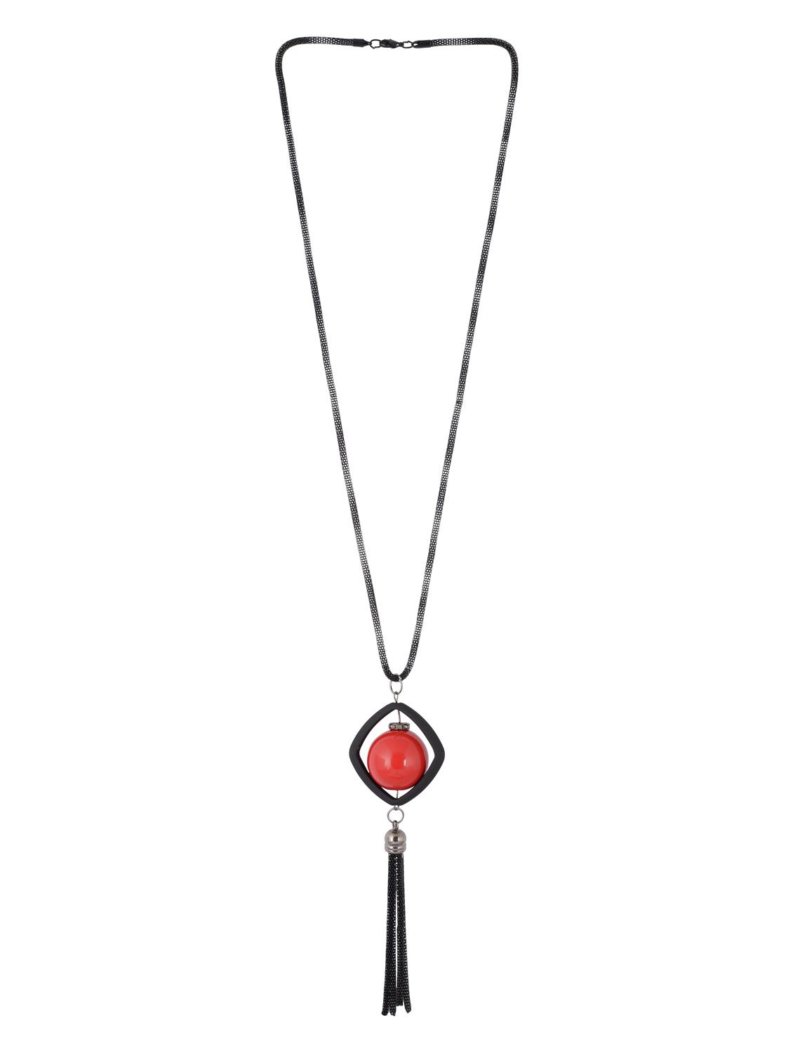 black metal long necklace - 15611150 - Zoom Image - 2