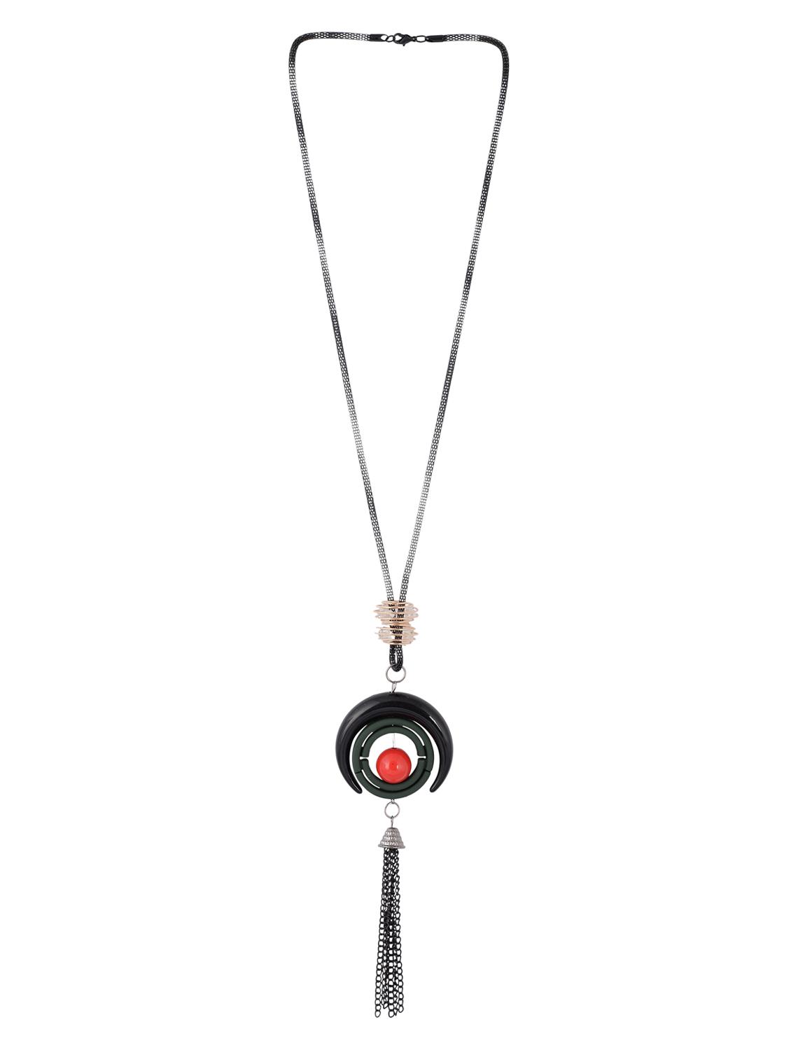 gold metal long necklace - 15611151 - Zoom Image - 2