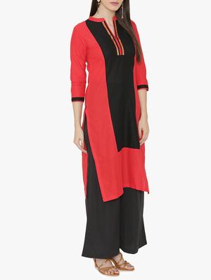 Color block straight kurta - 15611354 - Standard Image - 2