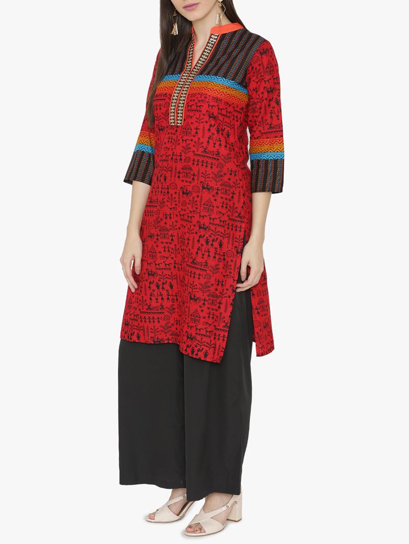 Warli print straight kurta - 15611357 - Zoom Image - 2