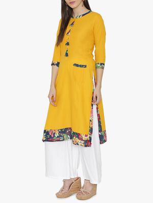 Straight printed kurta with tassels - 15611361 - Standard Image - 2