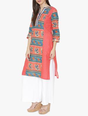 Straight printed kurta - 15611365 - Standard Image - 2