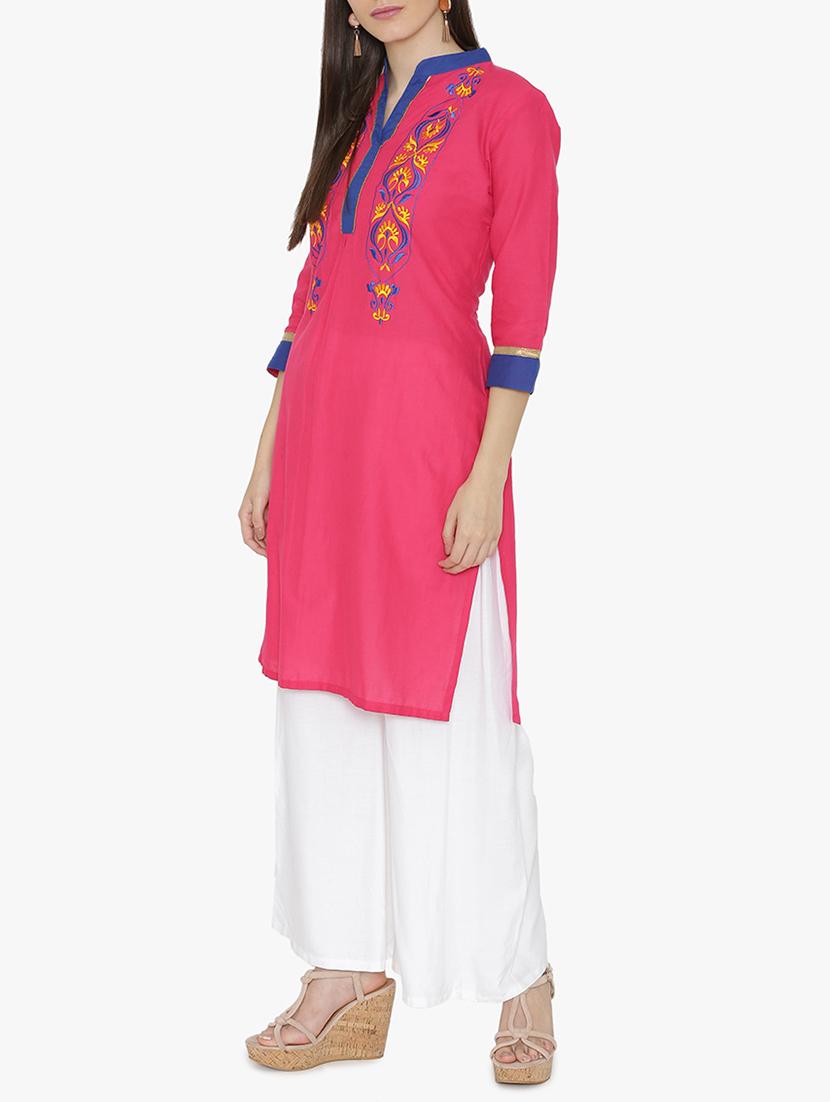 Embroidered straight kurta - 15611369 - Zoom Image - 2