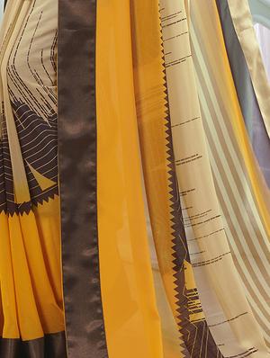 Stripes printed saree with blouse - 15611530 - Standard Image - 2