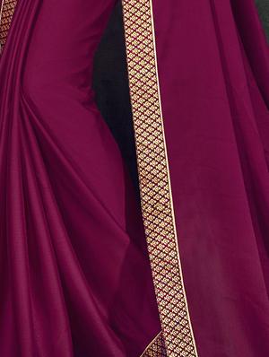 Zari lace bordered saree with blouse - 15611537 - Standard Image - 2