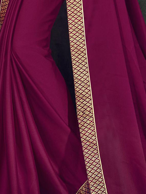 Zari lace bordered saree with blouse - 15611537 - Zoom Image - 2