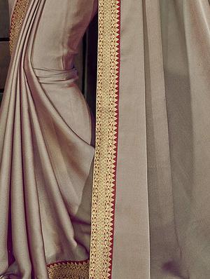 Zari lace bordered saree with blouse - 15611539 - Standard Image - 2