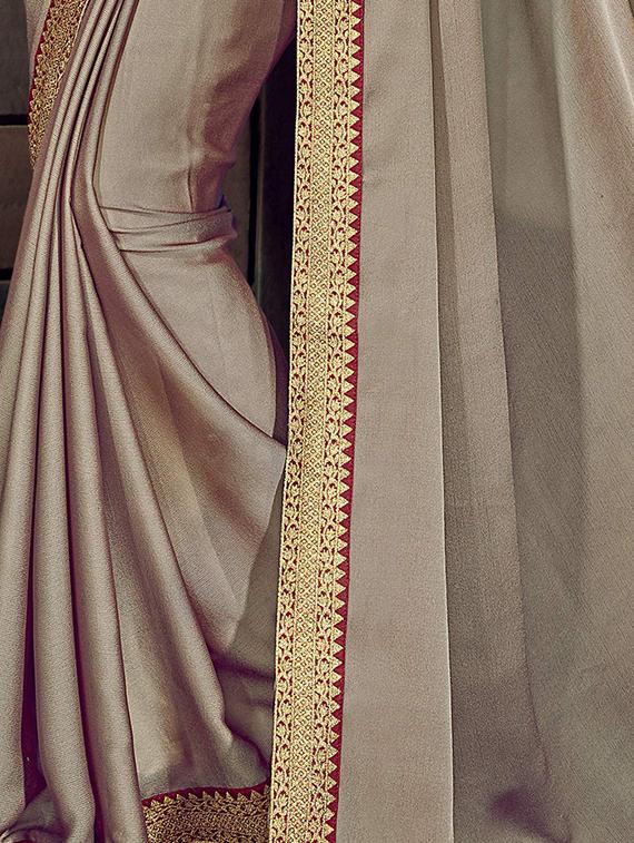 Zari lace bordered saree with blouse - 15611539 - Zoom Image - 2
