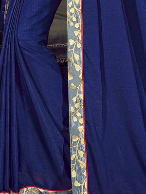 Zari lace bordered saree with blouse - 15611540 - Standard Image - 2