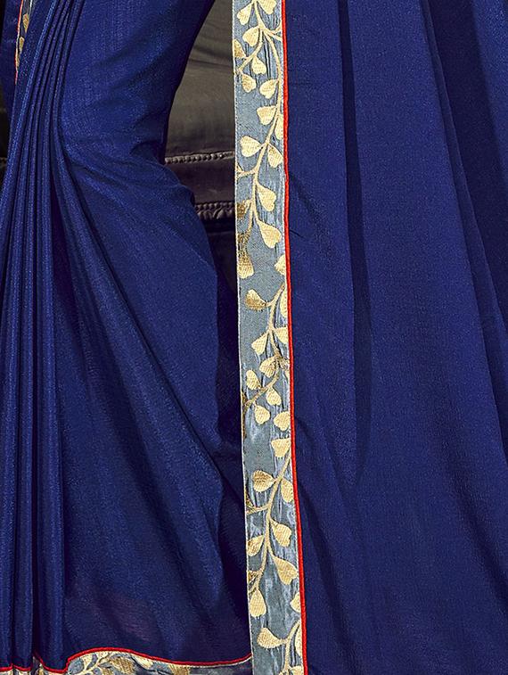 Zari lace bordered saree with blouse - 15611540 - Zoom Image - 2
