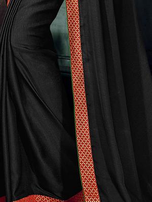 Zed black bordered saree with blouse - 15611542 - Standard Image - 2