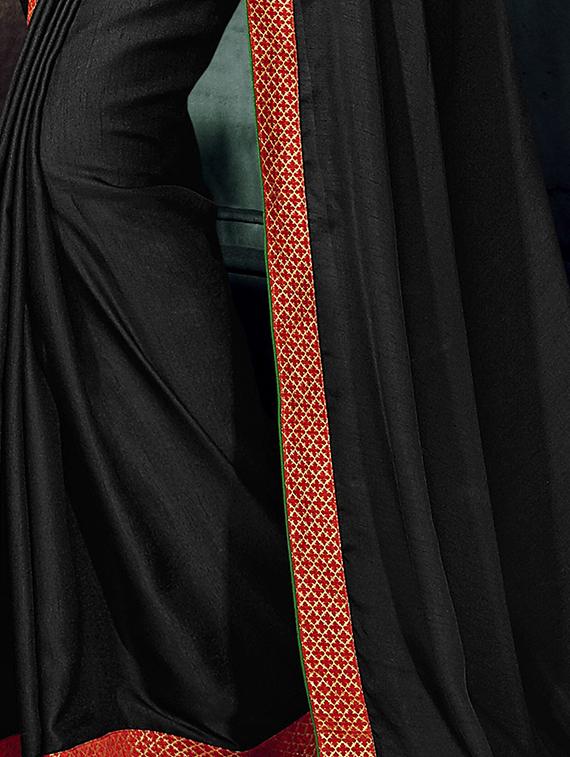 Zed black bordered saree with blouse - 15611542 - Zoom Image - 2