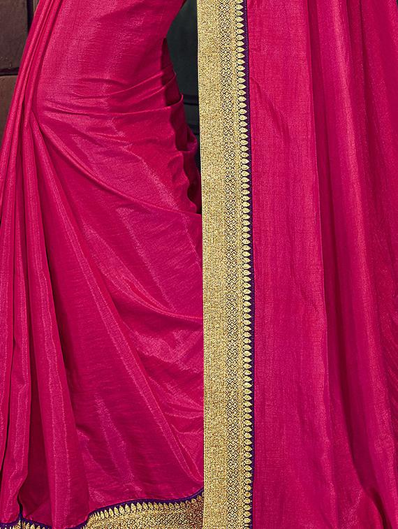 Zari lace bordered saree with blouse - 15611546 - Zoom Image - 2
