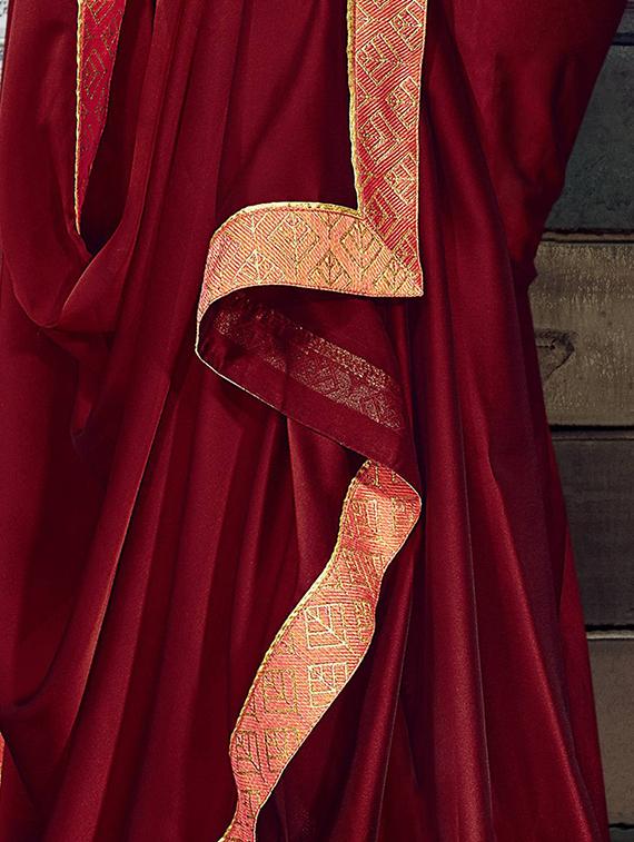 Zari lace bordered saree with blouse - 15611551 - Zoom Image - 2