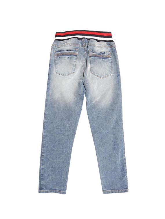 blue cotton blend washed jeans - 15611641 - Zoom Image - 2