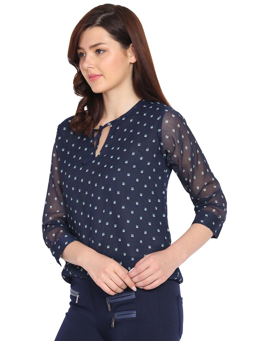 tie up neck blouson top - 15611685 - Zoom Image - 2