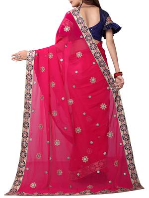 floral embroidered saree with blouse - 15611716 - Standard Image - 2