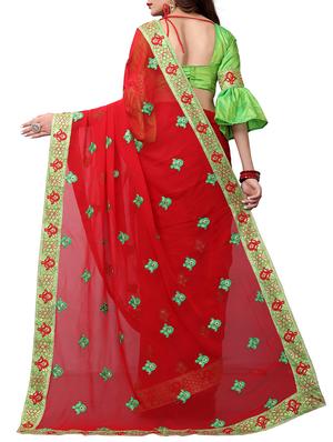 paisley embroidered saree with blouse - 15611718 - Standard Image - 2