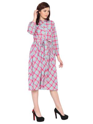 pocket patch checkered fit and flare dress - 15611722 - Standard Image - 2