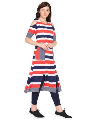 cold shoulder striped tunic - 15611726 - Standard Image - 2