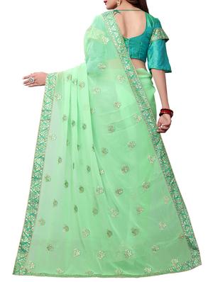floral embroidered saree with blouse - 15611730 - Standard Image - 2