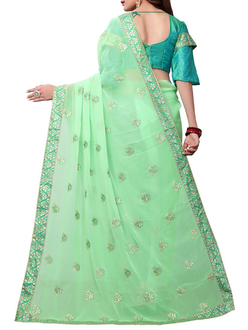 floral embroidered saree with blouse - 15611730 - Zoom Image - 2