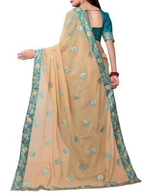 floral embroidered saree with blouse - 15611731 - Standard Image - 2