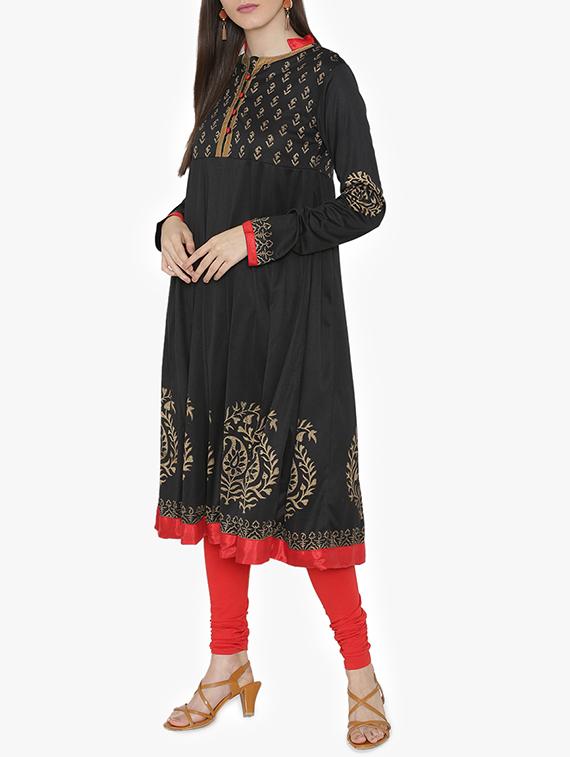 Block print chudidar sleeves kurta - 15611863 - Zoom Image - 2