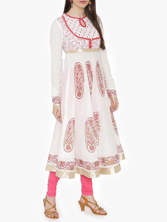 A-line block print kurta - 15611865 - Zoom Image - 2