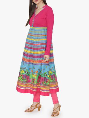 Printed flared long sleeves kurta - 15611869 - Standard Image - 2