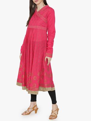 Angrakha block print kurta - 15611874 - Standard Image - 2