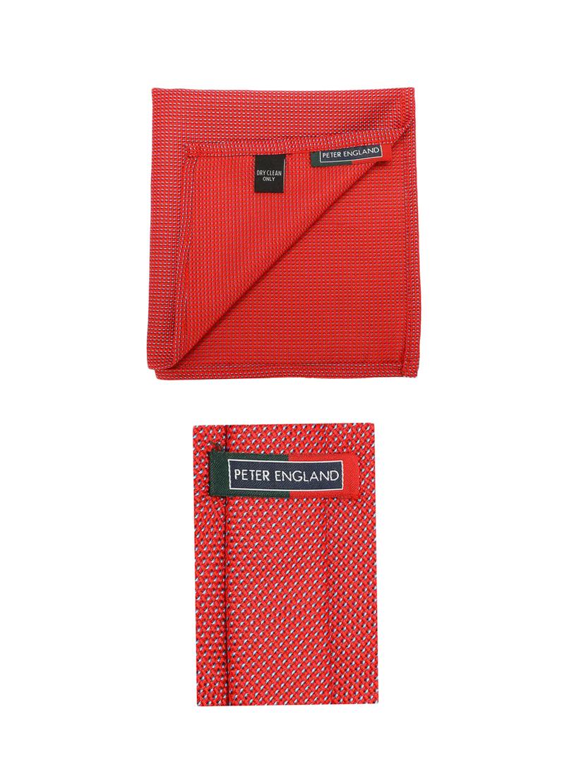 red microfiber tie with pocketsquare - 15612092 - Zoom Image - 2