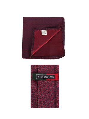 red microfiber tie with pocketsquare - 15612100 - Standard Image - 2
