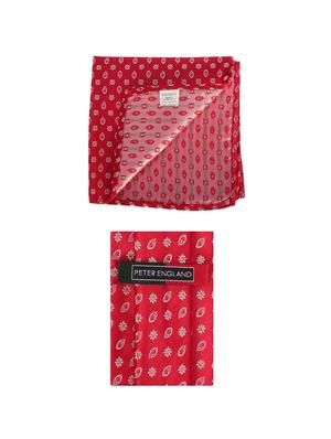 red microfiber tie with pocketsquare - 15612104 - Standard Image - 2