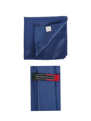 blue microfiber tie with pocket square - 15612105 - Standard Image - 2