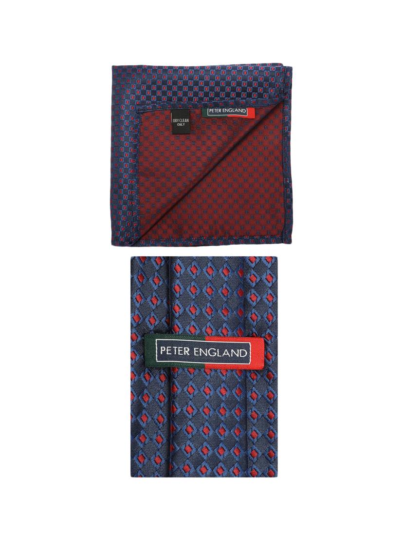 blue microfiber tie with pocket square - 15612117 - Zoom Image - 2