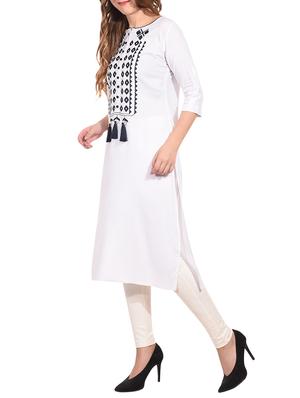 Embroidered straight kurta with tassels - 15612126 - Standard Image - 2