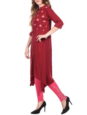 Asymmetric embroidered kurta - 15612128 - Standard Image - 2