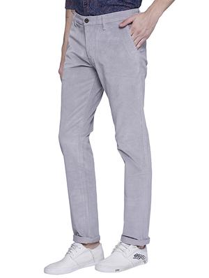 grey cotton flat front casual trouser - 15612304 - Standard Image - 2