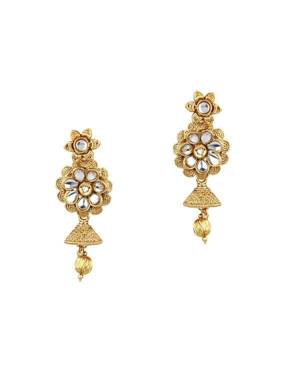Gold Tone Necklace, Earrings & Maangteeka Set - 15612521 - Zoom Image - 2