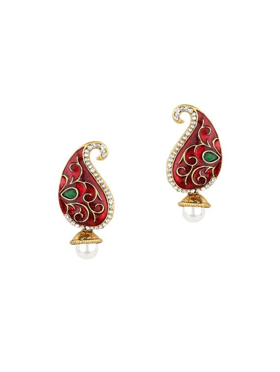 Red Gold Tone Necklace & Earrings Set - 15612536 - Zoom Image - 2